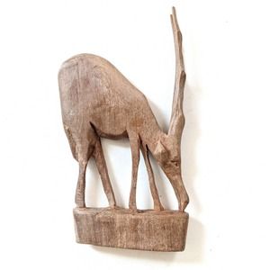 Vintage Handcarved Wooden Gazelle Teak Kenya